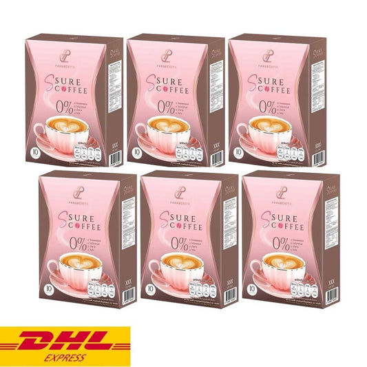 6x S Sure Coffee Instant Powder Mix Pananchita Control Hunger Low Calorie Sugar
