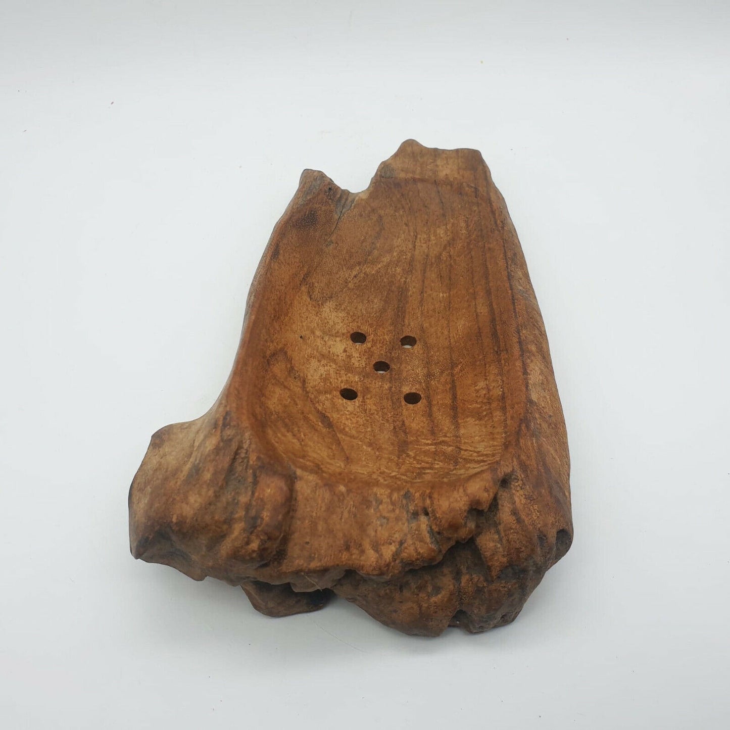 Hand Carved Wood Teak Wooden Bowl Box Natural Fruit Soap Dish Vintage