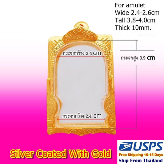 B5 Amulet Frame Empty Casing Genuine Silver Coated Witch Gold LP Phra Somdej