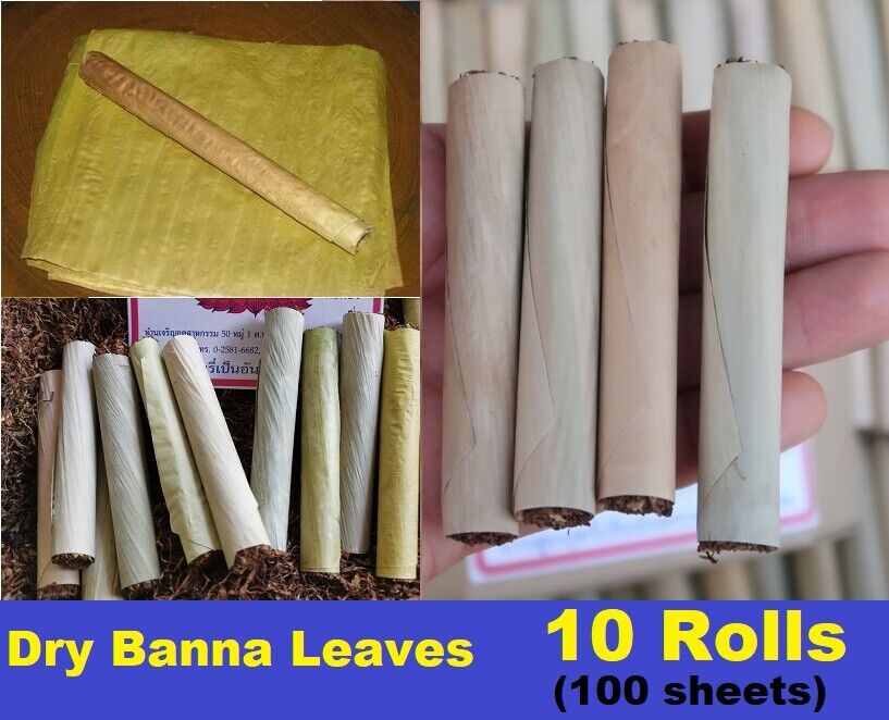 10 Roll Dry Banana Leaves Natural Cigarette Paper Rolling Tobacco Thai Vintage