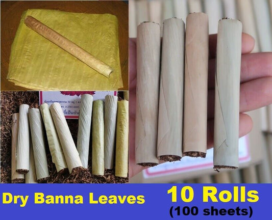 10 Roll Dry Banana Leaves Natural Cigarette Paper Rolling Tobacco Thai Vintage