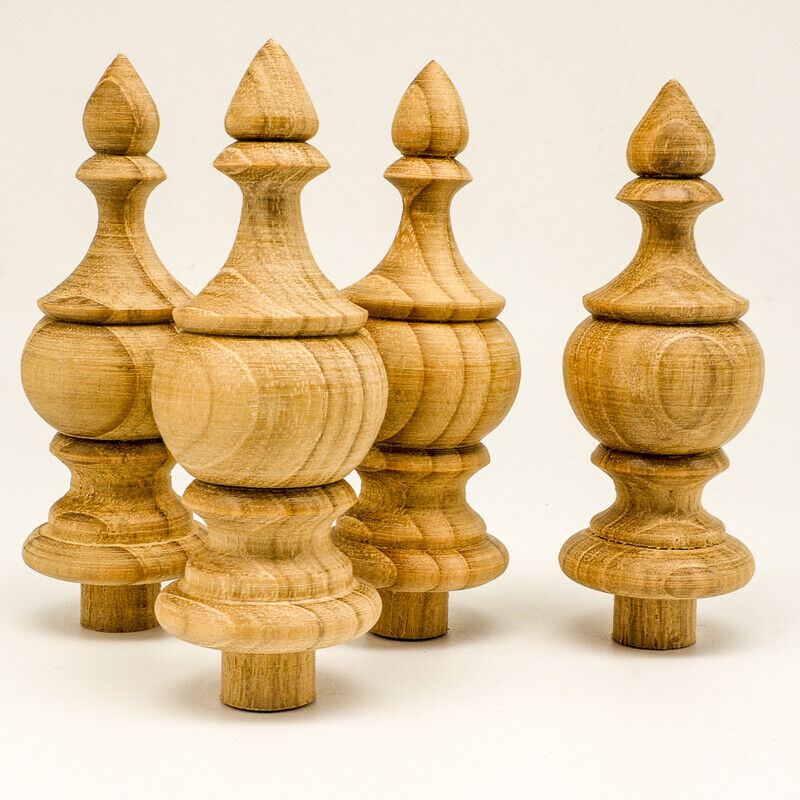 10Pcs Teak Wooden Finial Antique furniture Home Decor DIY Unpainted