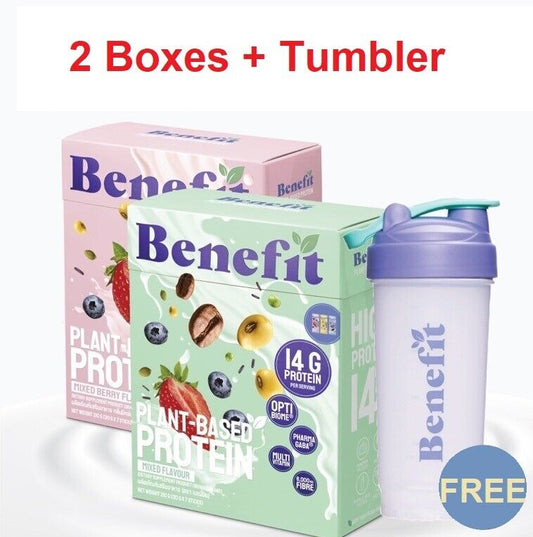 Benefit Plant Based Protein Mixed Berry + Mixed Flavor [2 Boxes + Tumbler set]