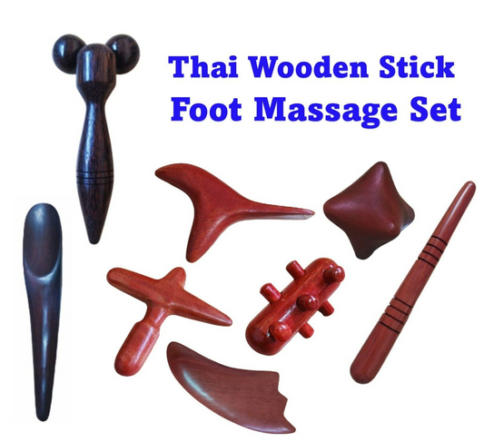 8x Thai Wooden Stick Foot Massage Tool Reflexology Thai Traditional Massager