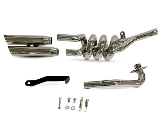 CHROME PIPE FULL DOUBLE EXHAUST SYSTEM MUFFLER HONDA NEW GROM 125 MSX 2021-2022