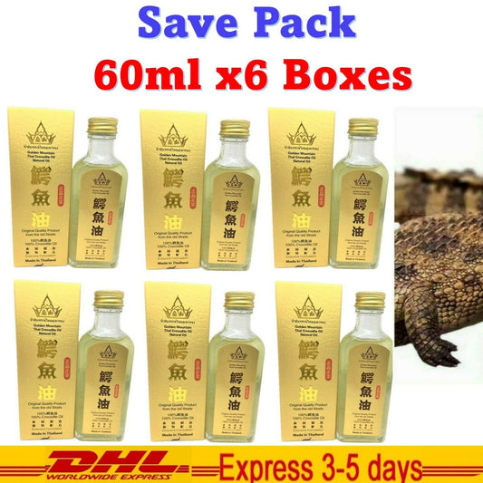 6x 100% Natural Golden Mountain Thai Crocodile Oil Original Premium Quality
