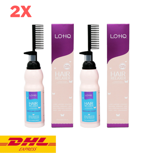 2x LOHO Hair Relaxer Straightener Kit with Comb Easy Convenient Smooth 240 ml