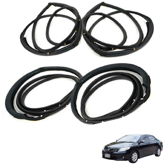Set 4 Door Rubber Seal Weatherstrip Fit Toyota Corolla Altis 2008-2013 Sedan
