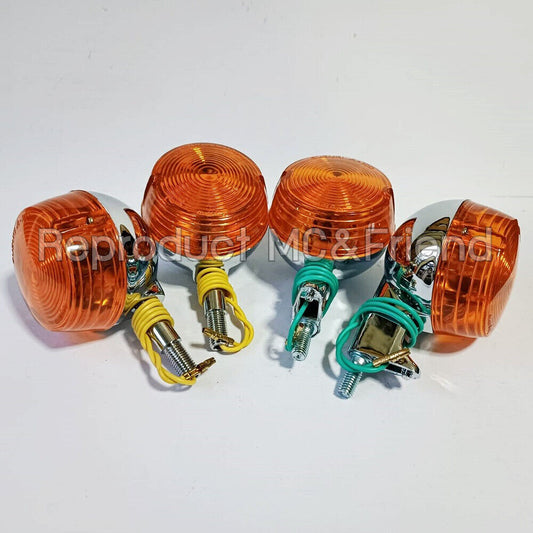 Set 4 pcs: Suzuki A80 A90 A100 3/4/K/L AS100 AC100 Front + Rear Winker Signal 6V