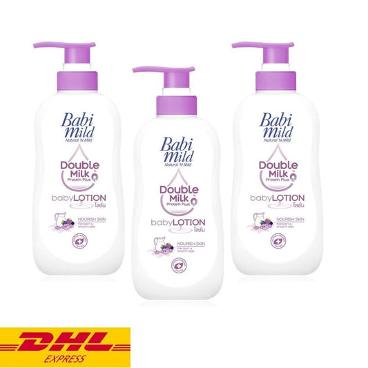 3x Babi Mild Double milk Baby Lotion Protein Plus for Soft Smooth Skin 400 ml