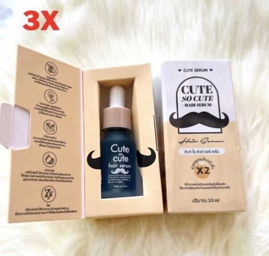 3x 10 ml Cute So Cute Hair Serum Growth Eyebrows Mustache Sideburns Beard Longer