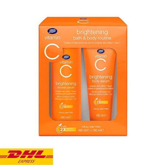 Boots Vitamin C Brightening Bath & Body Serum Routine Nourishing Cleansing SET