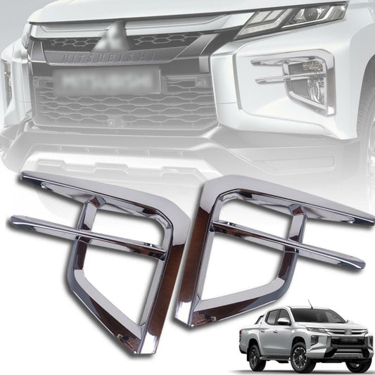 Chrome Fog Lamp Light Cover No Sensor Hole For Mitsubishi Triton L200 2019 2020