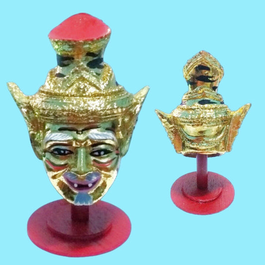 Ascetic Statue Head of Hermit Porkae Lersi Gold Face Thai Amulet Talisman Holy