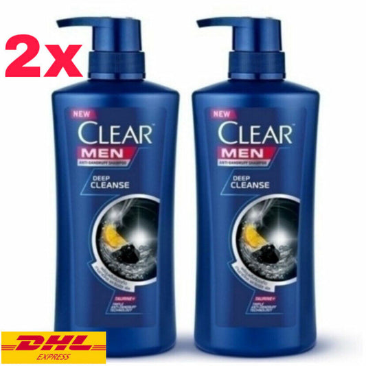 2x 450 ml Clear Men Shampoo Anti-Dandruff Deep Cleanse with Activated Charcoal