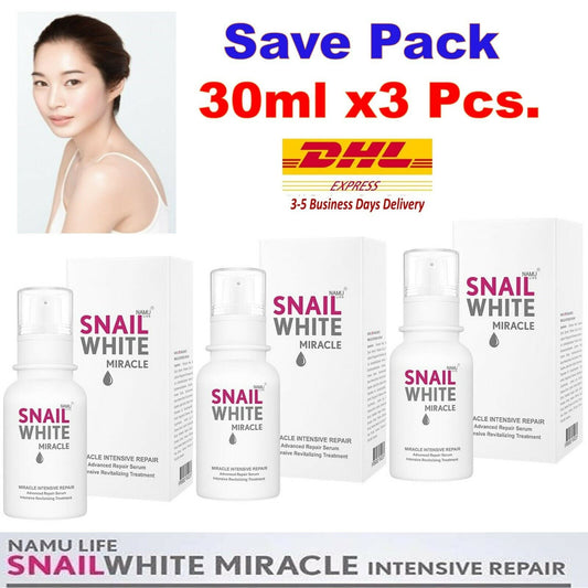 3x SNAIL WHITE MIRACLE Serum Intensive Repair Skin to Radiant Soft Healthy 30ml