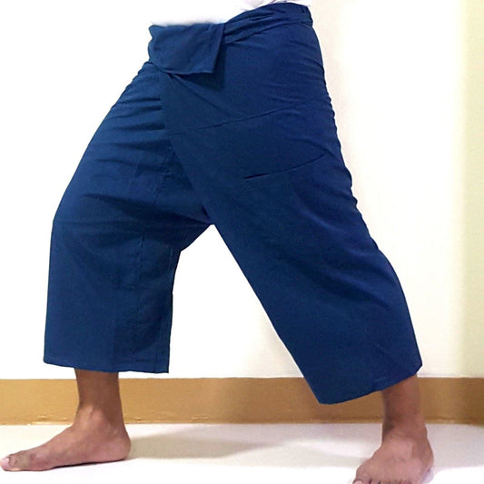 Thai Fisherman Trousers Pants Massage Pilate Tai Chi Navy Blue Yoga Pilates