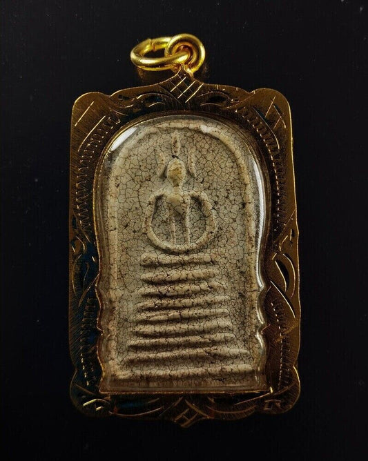 Phra Somdej Toh Wat Gedchaiyo Talisman Thai Buddha Amulet Pendant Gold Micron