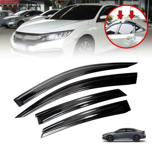 Rain Visor Wind Reflector For Honda Civic FC 4-DOOR Sedan 2016-2020 Black