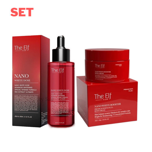 The Elf Nano White Dose Serum 60ml +Booster Body Cream Skin Brightening 100g SET