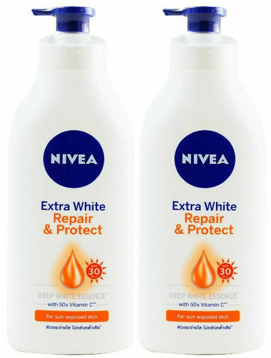 2 x 525ml NIVEA Lotion Extra White Bottle Repair Protect Whitening Body SPF30