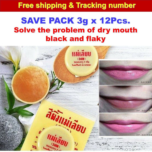 12x Mae Leab Traditional Thai Lip Balm Natural Bee Wax Coconut Oil Frankincense