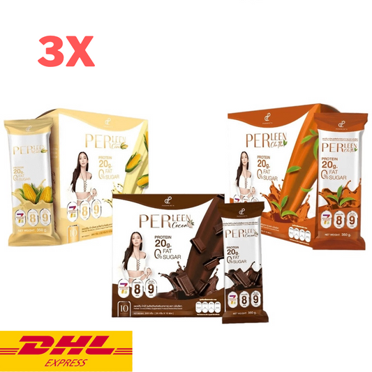 3x Perleen Plant Protein Cocoa Thai Tea Corn Vegan Instant Drink Powder Weight