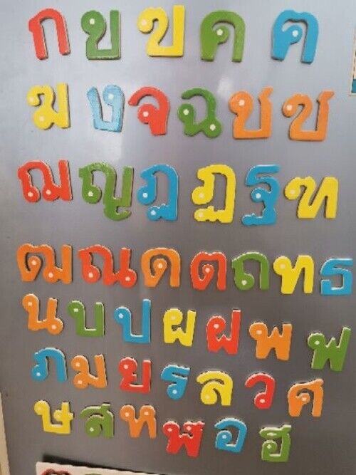 Wooden Magnet Thai Consonants 44 Letters ¡-Î Set To Learn Practice Thai Fun Toy