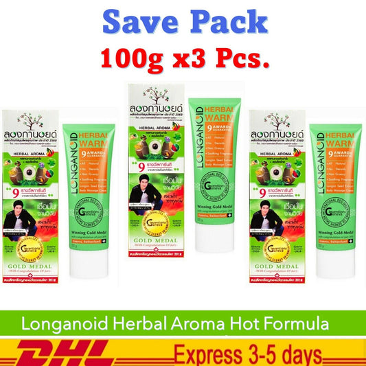 Lot 3 Longanoid Hot Cream Herbal Warm Longan Seed Extract For Joint Muscle 100g
