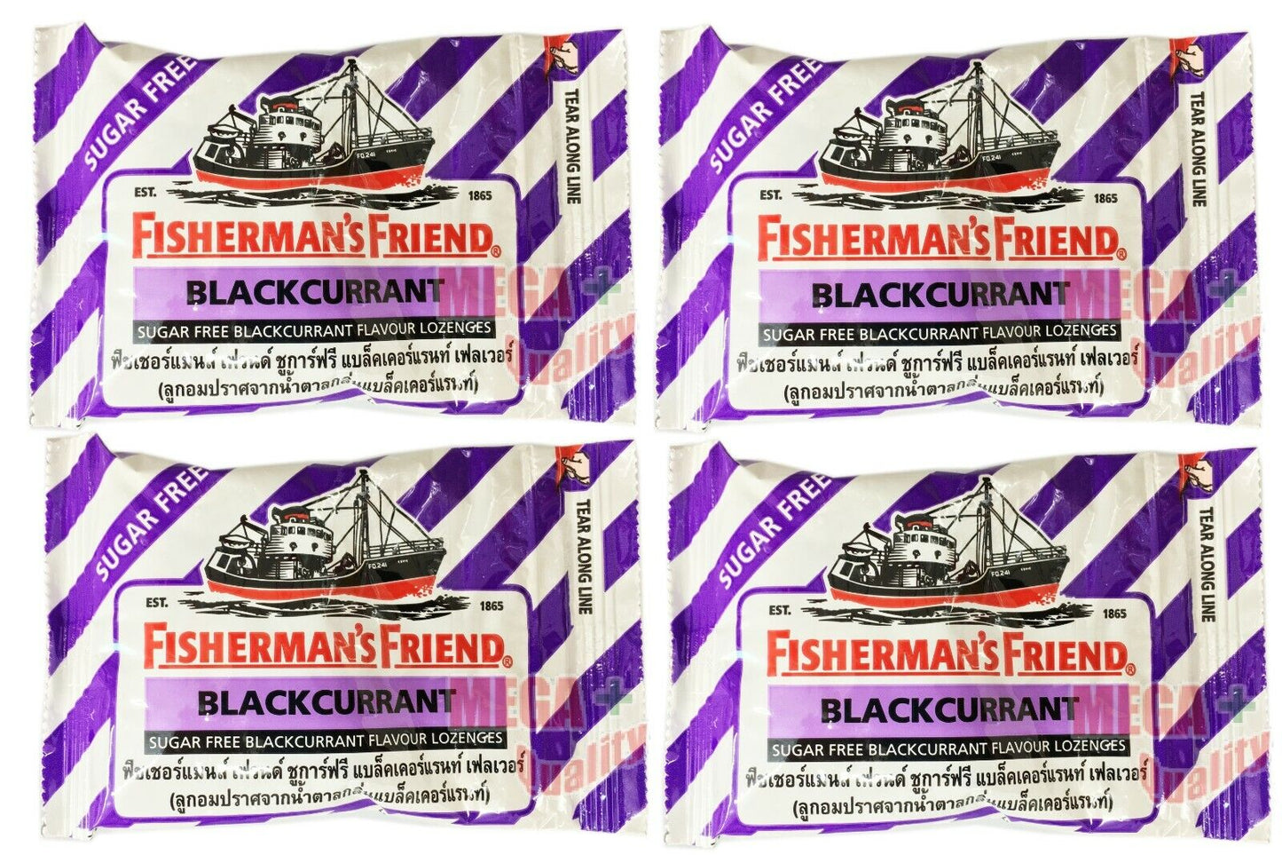 4 packs Fisherman s Friend Blackcurrant Flavour Lozenges Sugar Free Candy 25g.