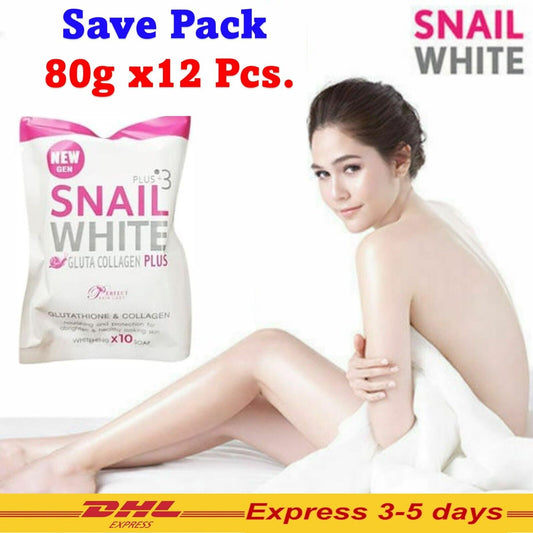 12Pcs SNAIL Soap Reduce Acne Anti Aging Dark Spots Radiance Aura Healthy 70g