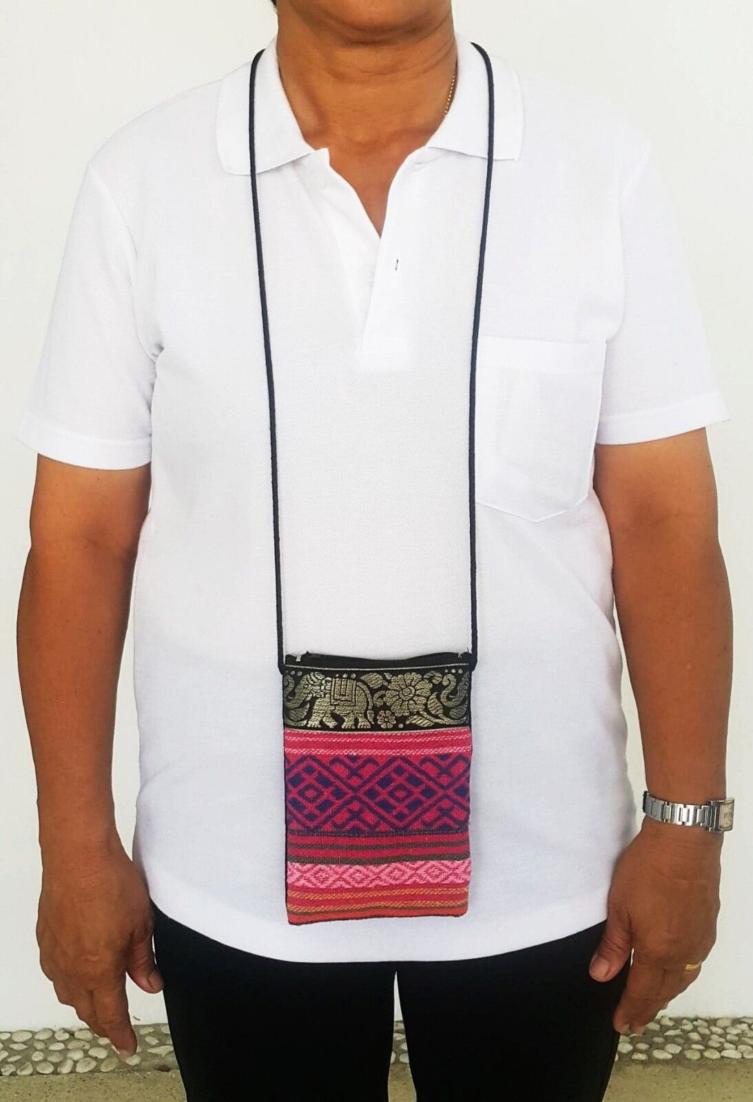 100Pcs Thai Elephant Fabric Bag Shoulder Cross body Wallet Purse Zip Wholesale