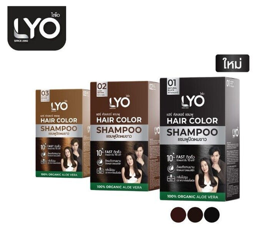 LYO Hair Color Shampoo Natural Black Dark Brown Golden Brown hair soft shiny