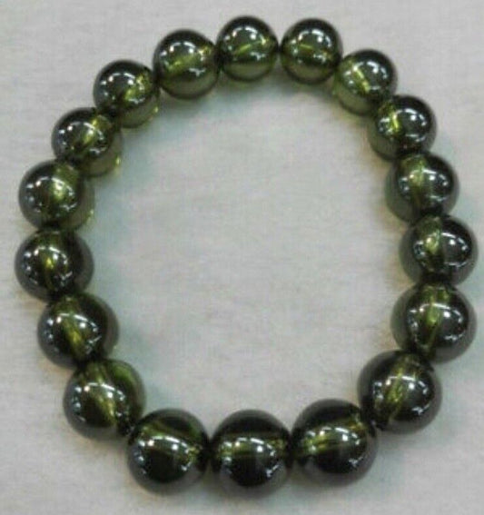 Bracelet Green Naga Eye Gem Talisman Jewelry Size 10mm.Thai Buddha Amulet Beads
