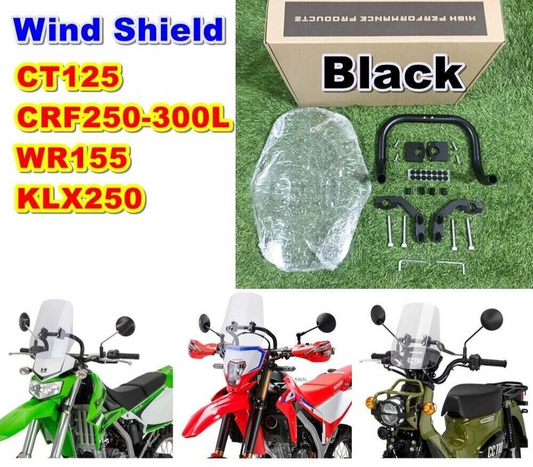B2 Black Wind Shield For Honda CRF250 300L CT125 KLX250 WR155 Clear Plastic Abs