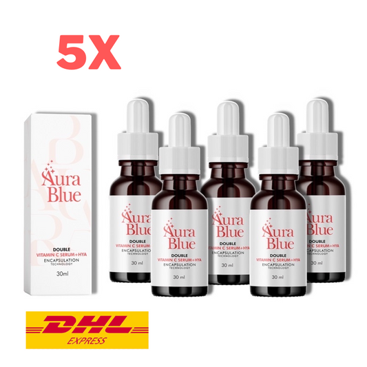 5x Aura Blue Double Vitamin C Serum +HYA Reduce Dark Spots Blemish Wrinkles 30ml