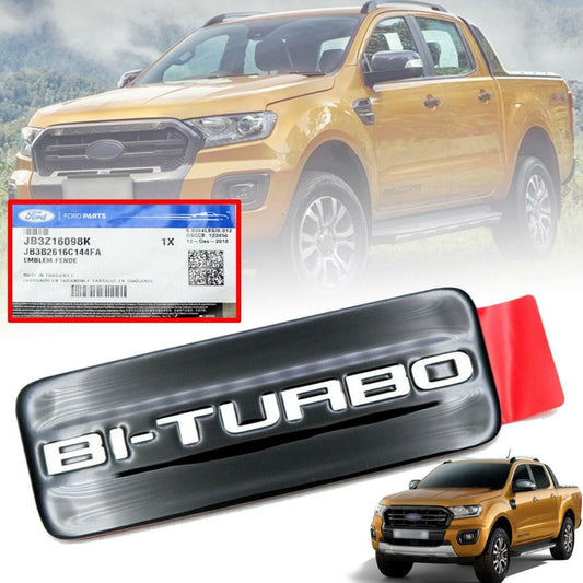 Logo Side Vent Fender "BI-TURBO" Black For Ford Ranger PX2 MK2 XLT 2015-2019