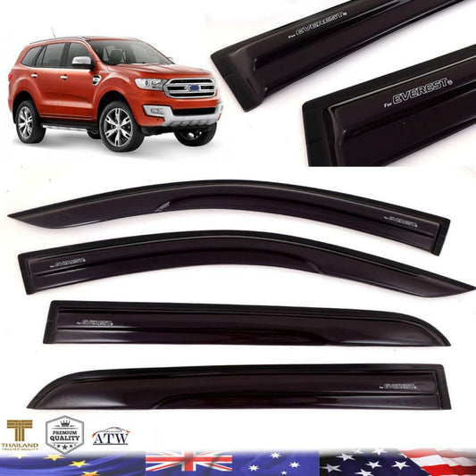 Black 4Doors Weather Protect Guard Visor Windshield For 2015+ Ford Everest SUV_