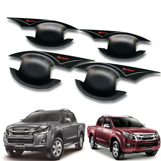 BLACK 4 DOORS HANDLE BOWL COVER RED LOGO FOR ISUZU D-MAX DMAX PICKUP 2012-2018