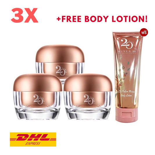 3x Minus20 Pink Gold Cream Anti-Wrinkle Aging Bomb Lifting Skin 30g +Body lotion