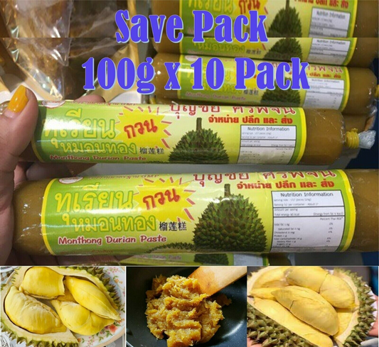 100g Monthong Durian Paste Thai King Fruit Premium Delicious Snack Food x 10