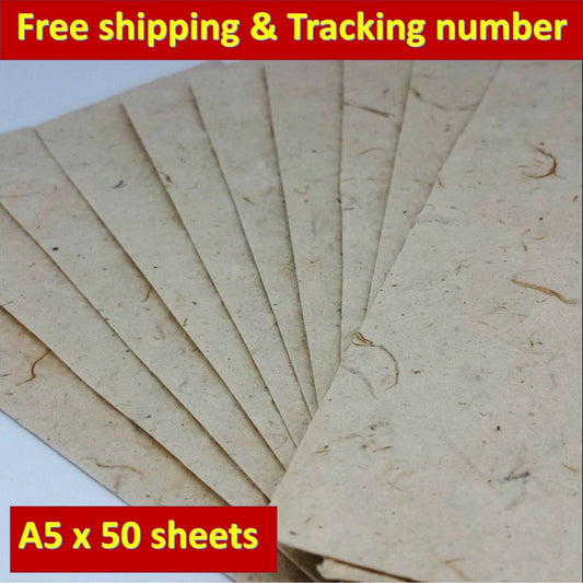 50x Mulberry Paper Sheets Handmade Natural Cream Invitation Card Art Craft A5