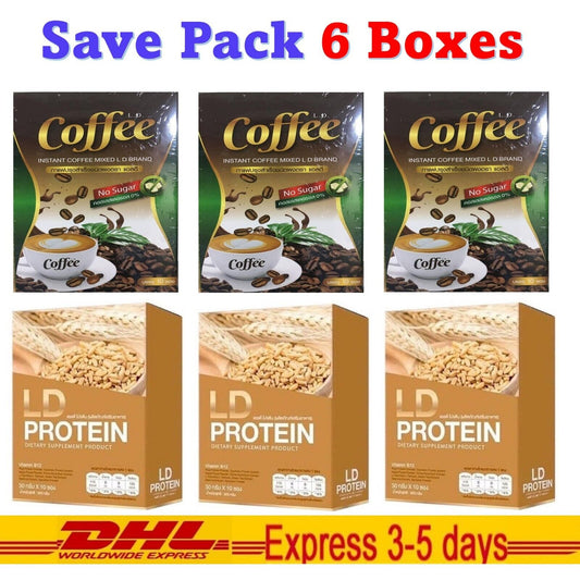 6xLD Protein Malt & Cocoa Coffee Instant Drink Weight Management 0% Fat 0% Sugar