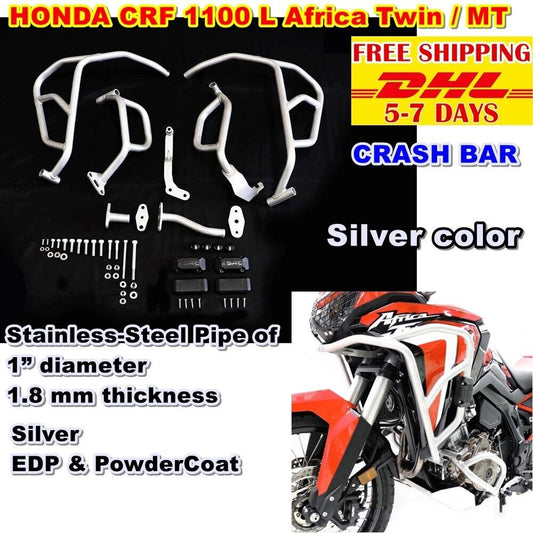 Silver CRASH BAR Guard Engine FOR HONDA CRF 1100 L Africa Twin Protector Rally