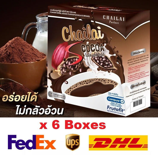 6x Chailai S Cocoa Instant Drink Fiber Vitamins 0% Sugar Skin Healthy Delicious