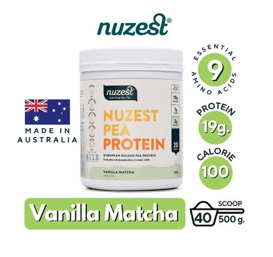 Nuzest Pea Protein Plant Vanilla Matcha Flavor Gluten Free Vegan Vegetarian 500g