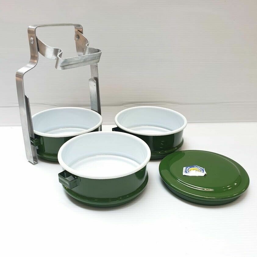 Thai Enamel Tiffin Lunch Box Food Carrier Container Pinto Bento Enamelware