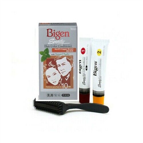 2 x Bigen Speedy Natural Herbal Color Hair Dye Cream Cover Grey 875 Copper Brown