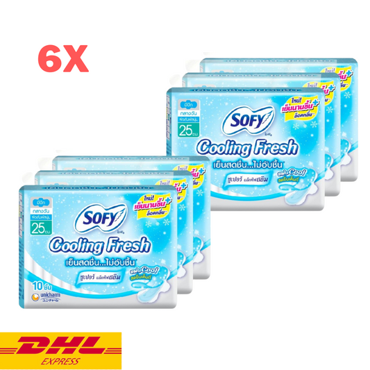 Sofy Cooling Fresh Winged Sanitary Napkins Pad Super Active Slim Fresh 6x 10pcs