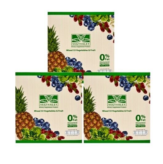 3x Vegyvaley Instant fruit vegetable drink powder High Fiber antioxidants 0% Fat